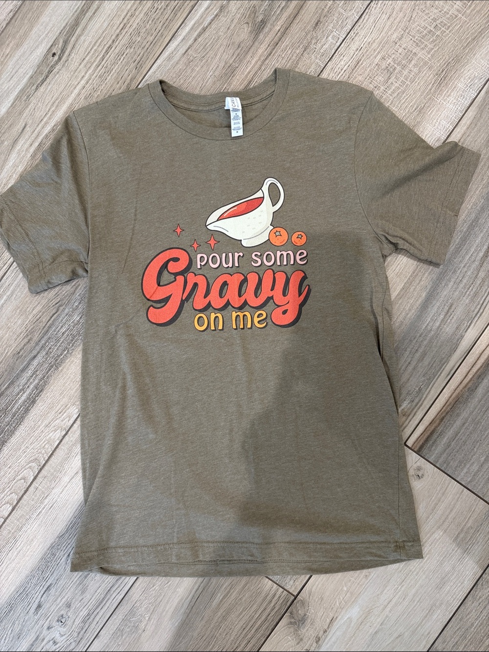 Bella Canvas Olive Green 'Pour Some Gravy On Me' Graphic Tee